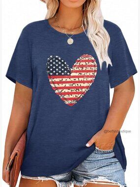 Plus Size Kindness Flowers Print Short Sleeve Tunic Tee 1X-5X